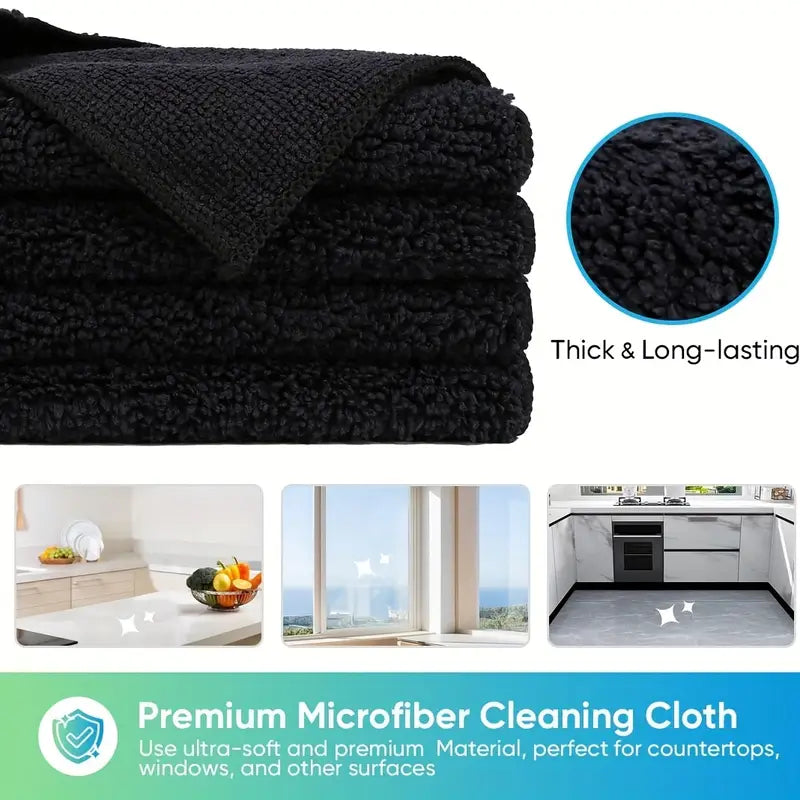 Pack of 2 - Microfiber Black Flat Cleaning Cloth