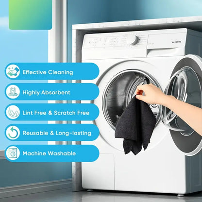 Pack of 2 - Microfiber Black Flat Cleaning Cloth